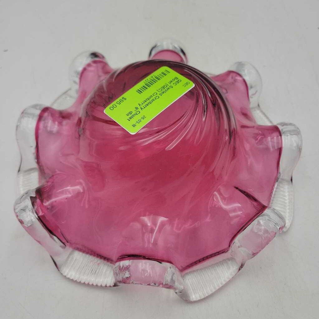 Swirled Cranberry Chalet Bowl (GEC)