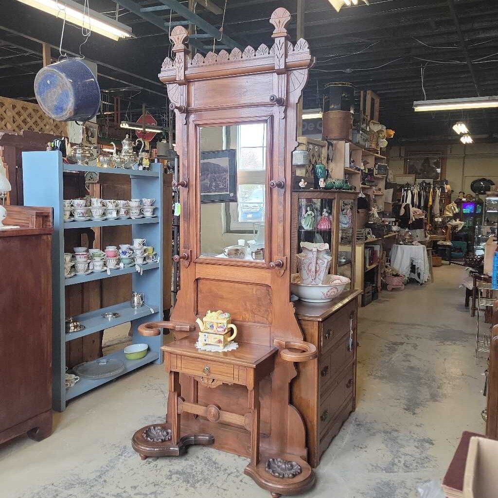 Beautiful Oak Eastlake Style 1870's Hall Stand (NS) #277