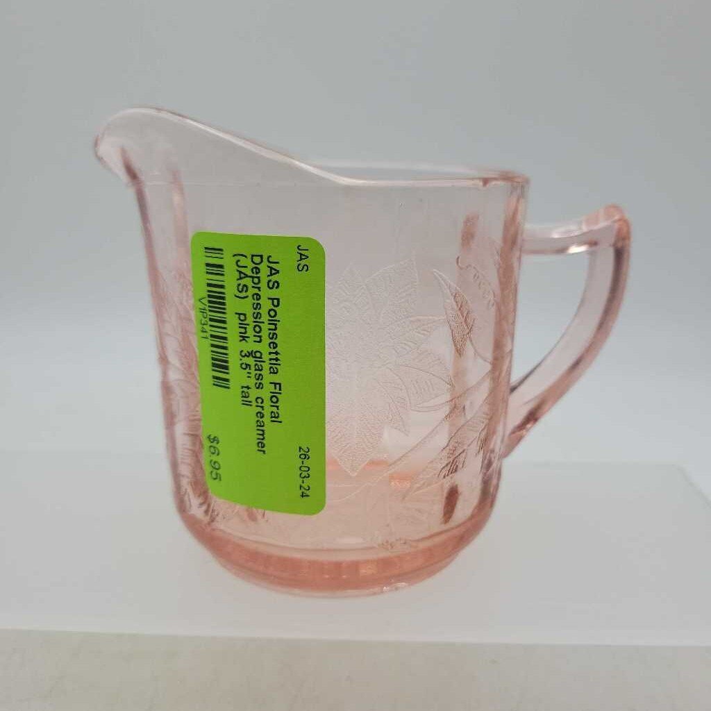 Poinsettia Floral Depression glass creamer (JAS)