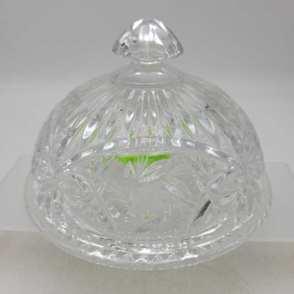 Vintage Clear Glass Butter Dish (JAS)