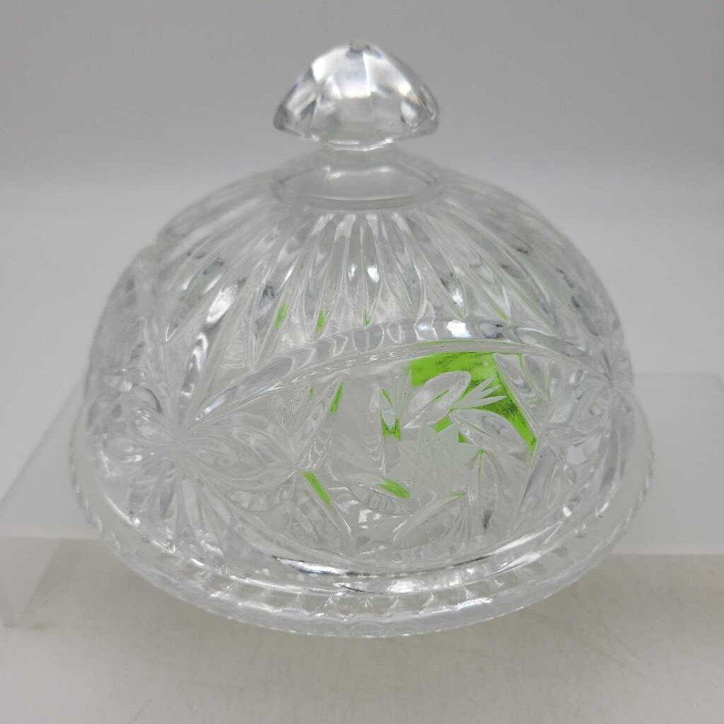 Vintage Clear Glass Butter Dish (JAS)