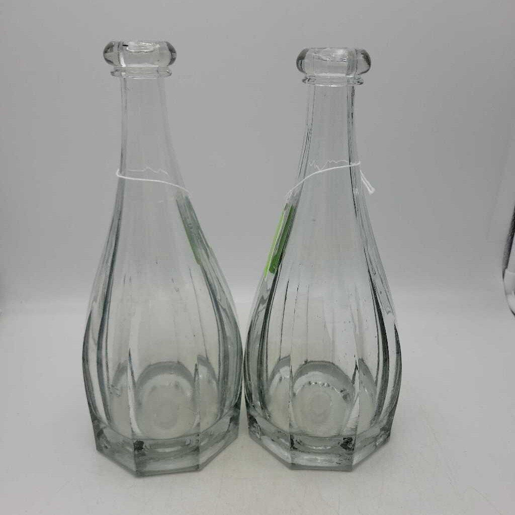 Antique Mallet Style Blob top glass decanters pair (JH49