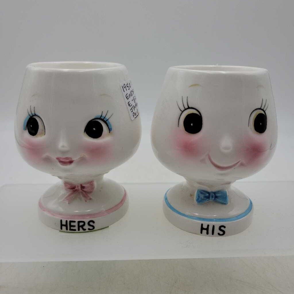 Vintage 1950's Enesco His Her Pair of Egg Cups (JH49)