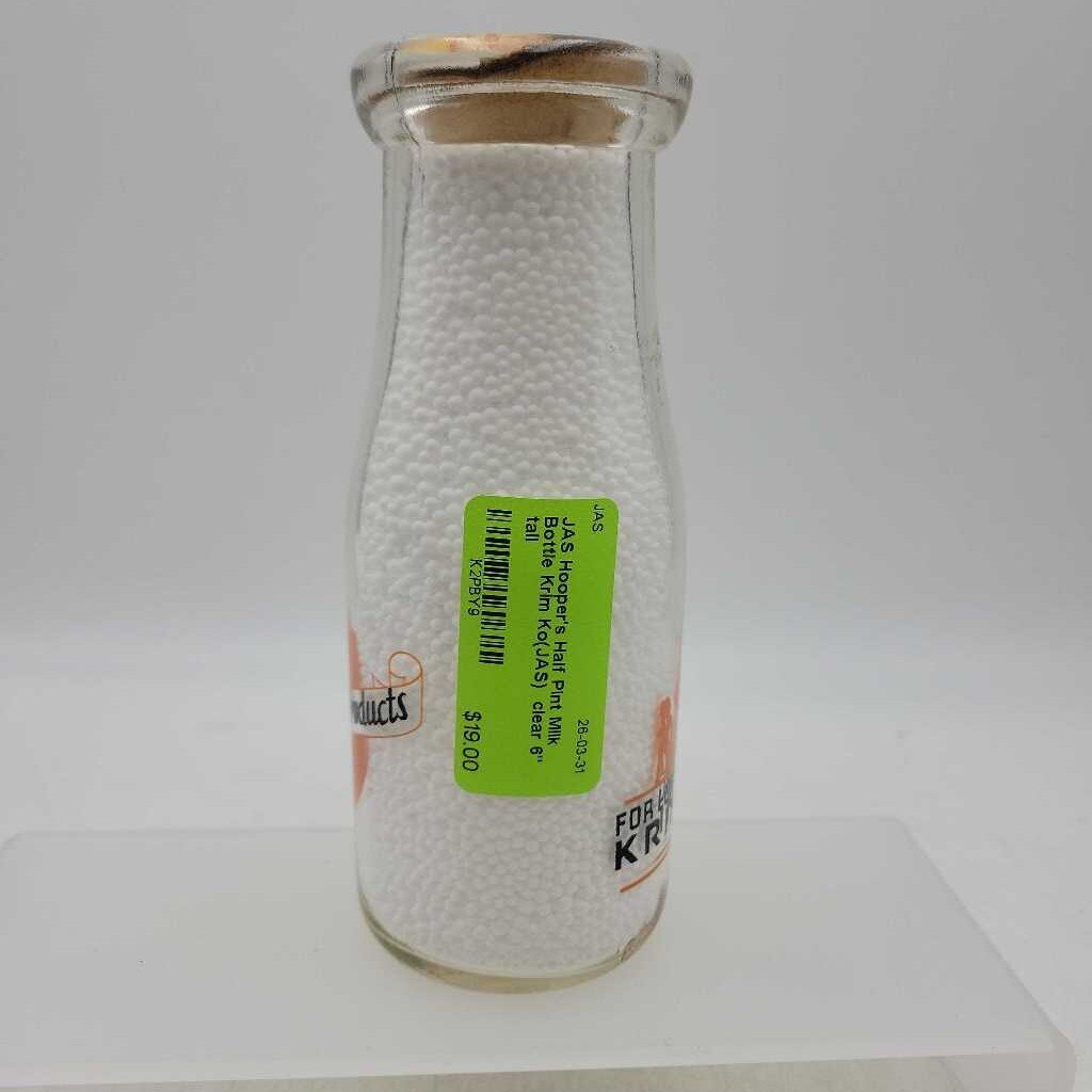 Hooper's Half Pint Milk Bottle Krim Ko(JAS)