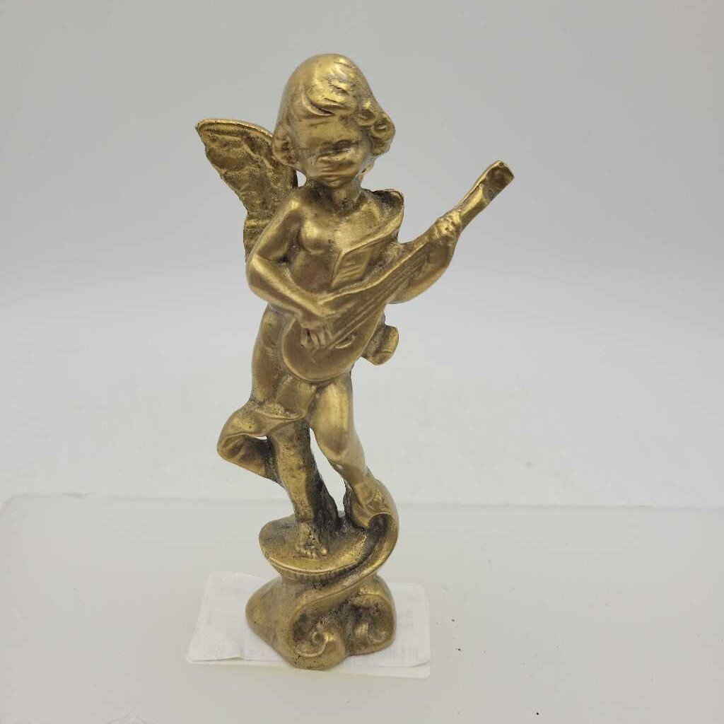 Solid Brass Angel playing Harp (DR)