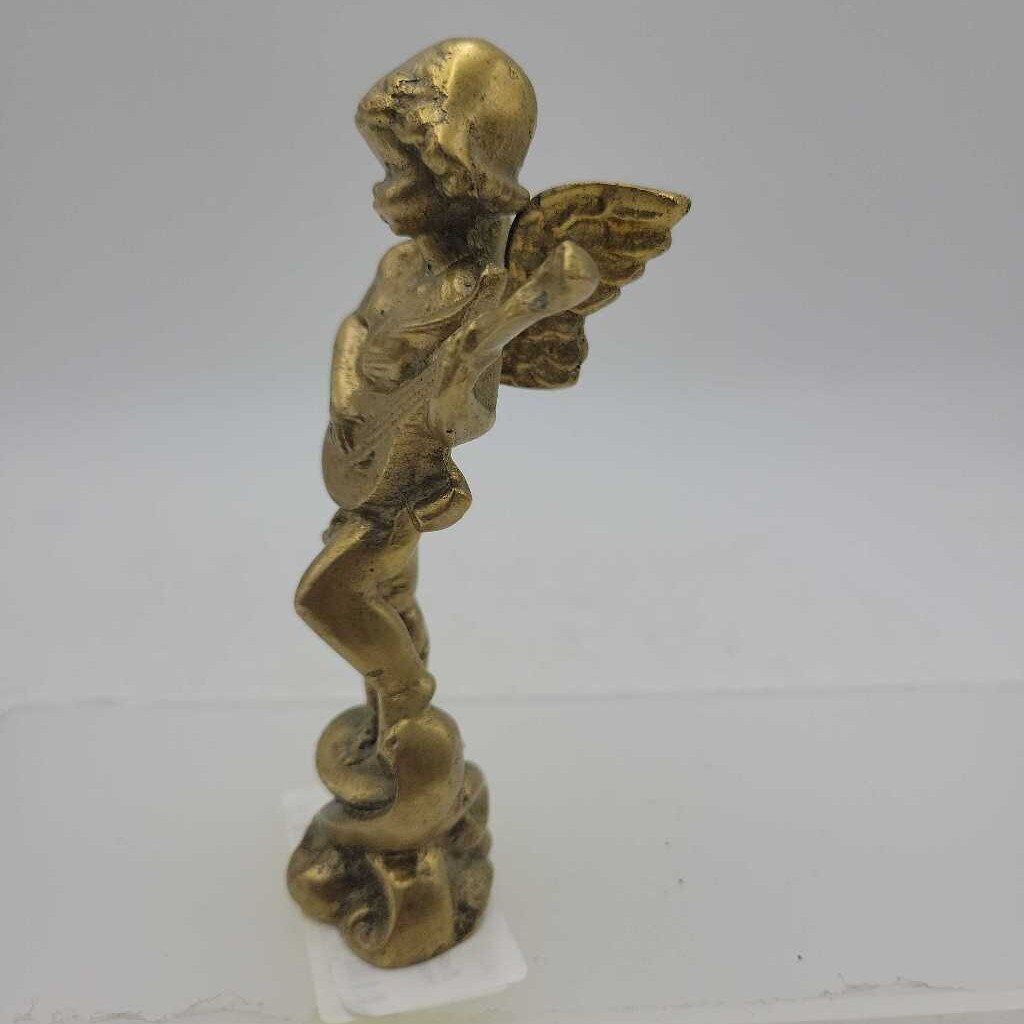 Solid Brass Angel playing Harp (DR)