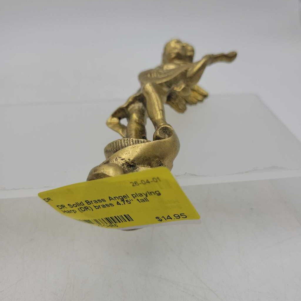 Solid Brass Angel playing Harp (DR)