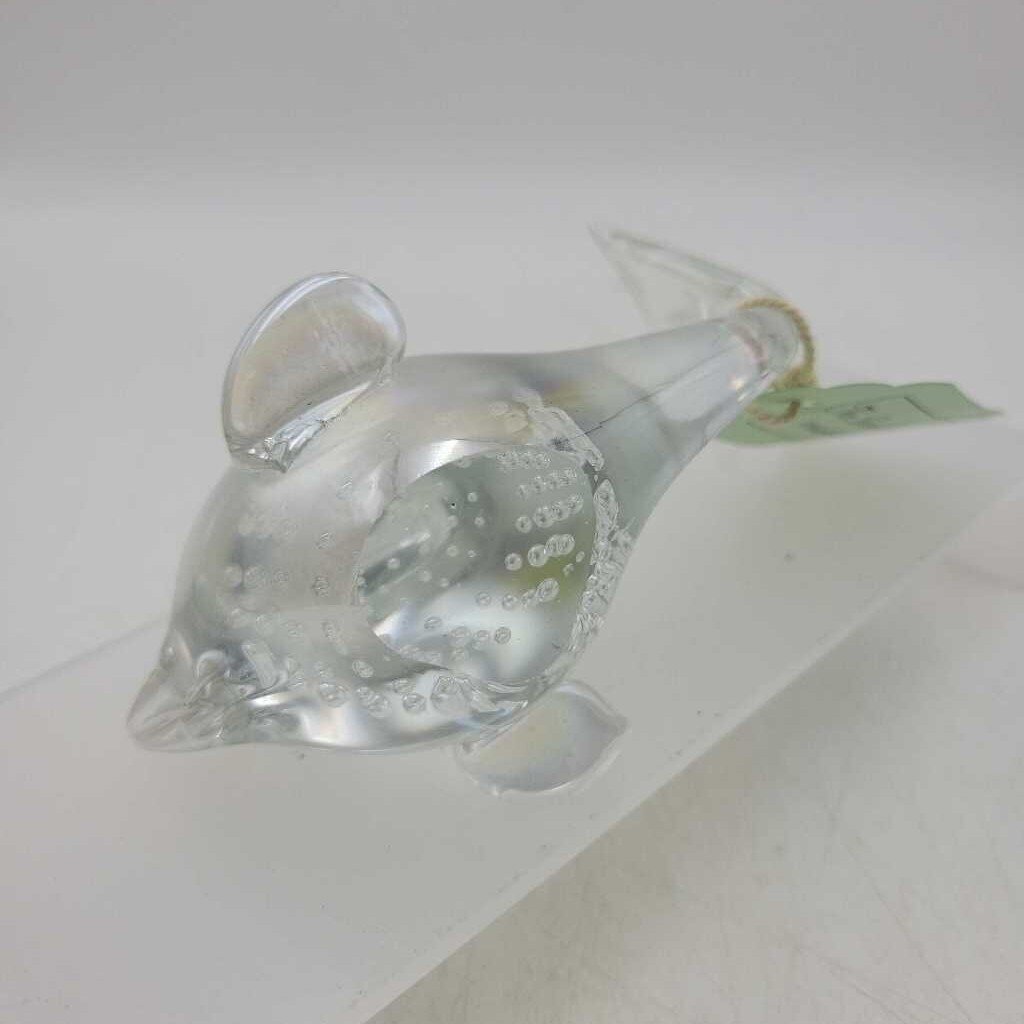 Vintage Hand-blown Clear Glass Fish Paperweight (TSC)