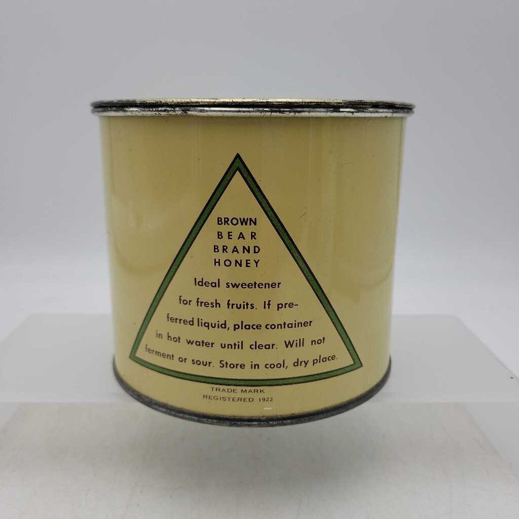 Antique Brown Bear Brand Pure Creamed Honey Can - Jarvis, ON (c. 1920's) (JEF)