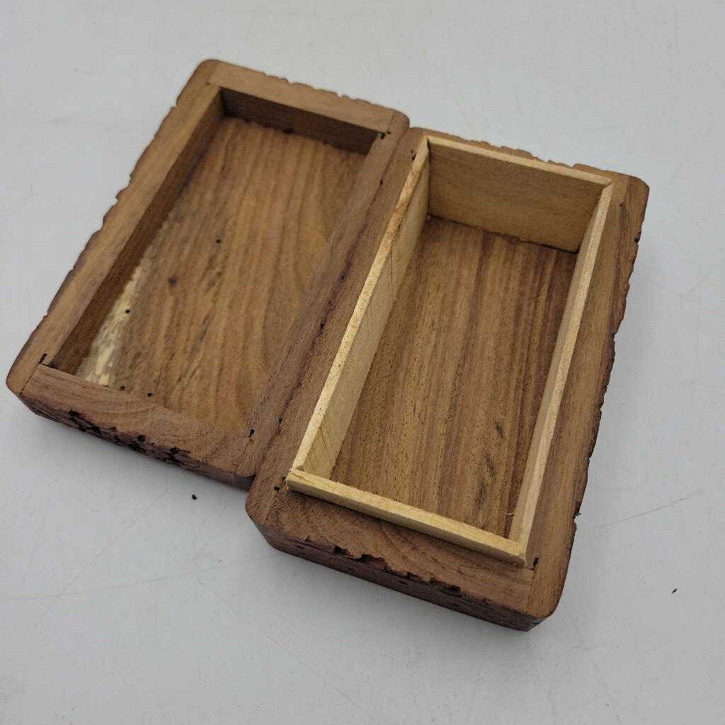Hand carved Brass Elephant insert wooden box (JAS)
