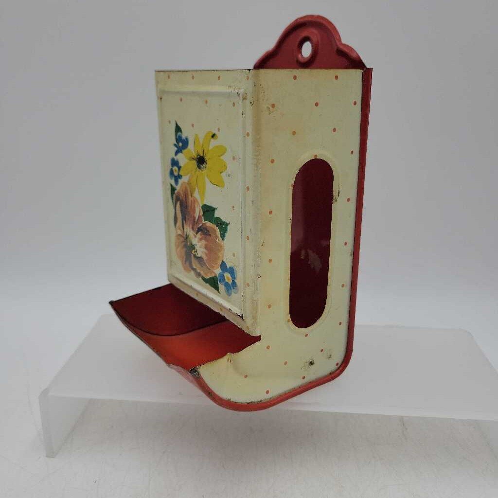 Vintage Tin Floral Match Holder (DR)