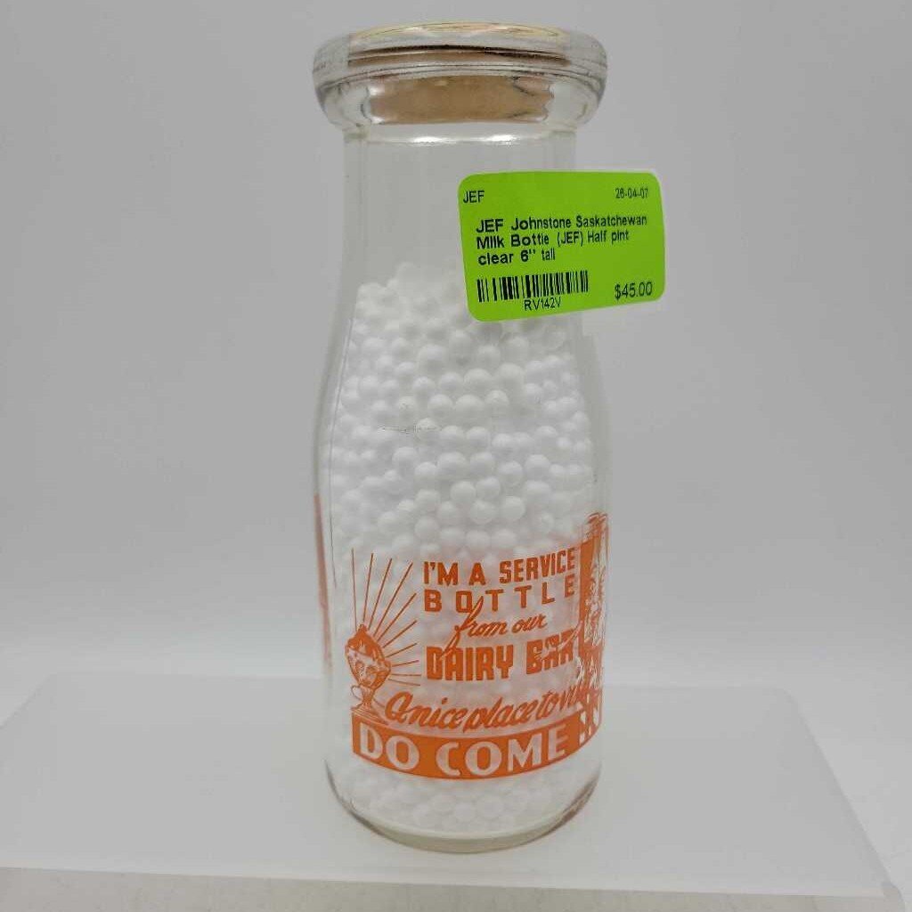 Johnstone Saskatchewan Milk Bottle (JEF) Half pint