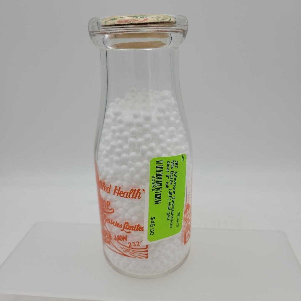 Johnstone Saskatchewan Milk Bottle (JEF) Half pint