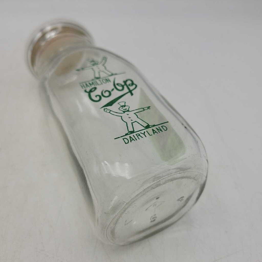 Hamilton Co Op half Pint Milk Bottle Dairyland Hamilton (Jef)