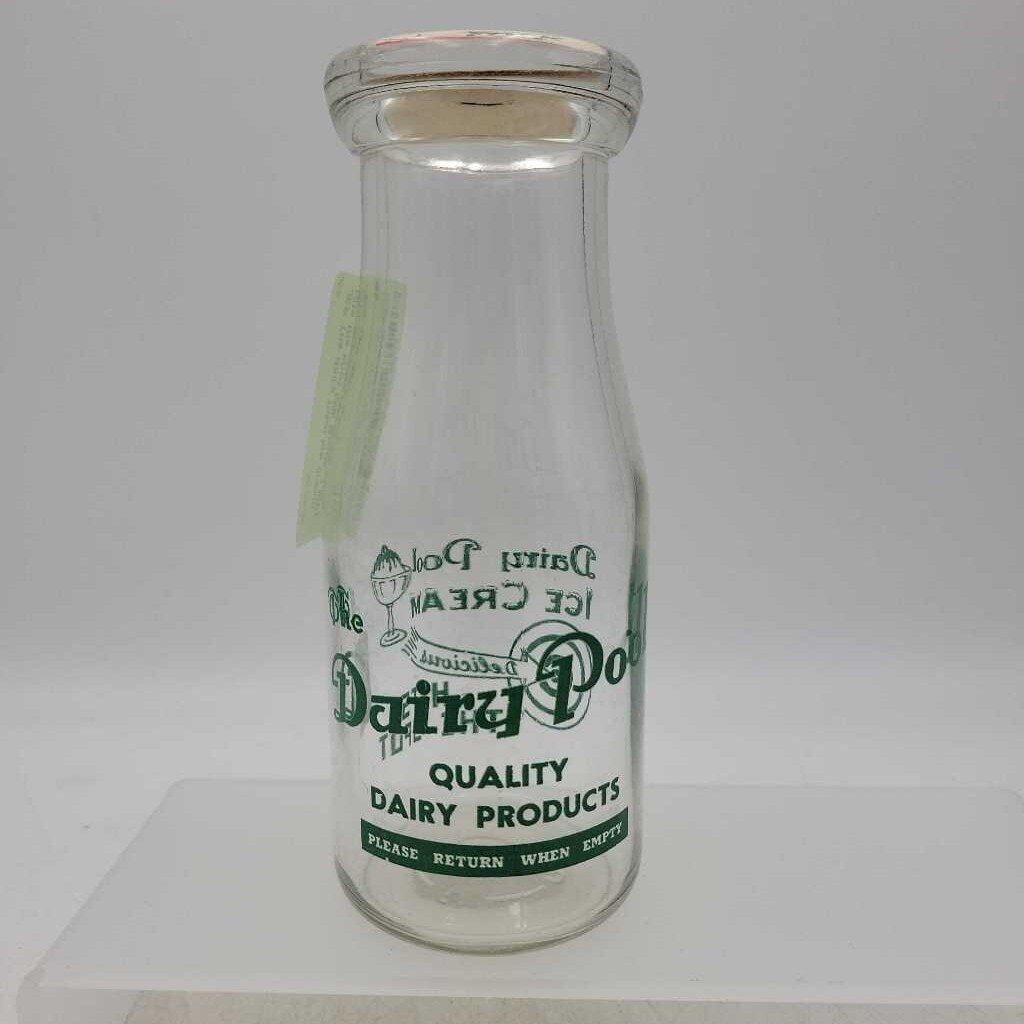 The dairy Pool Ice cream Hits the spot Milk Bottle (JEF) Half pint