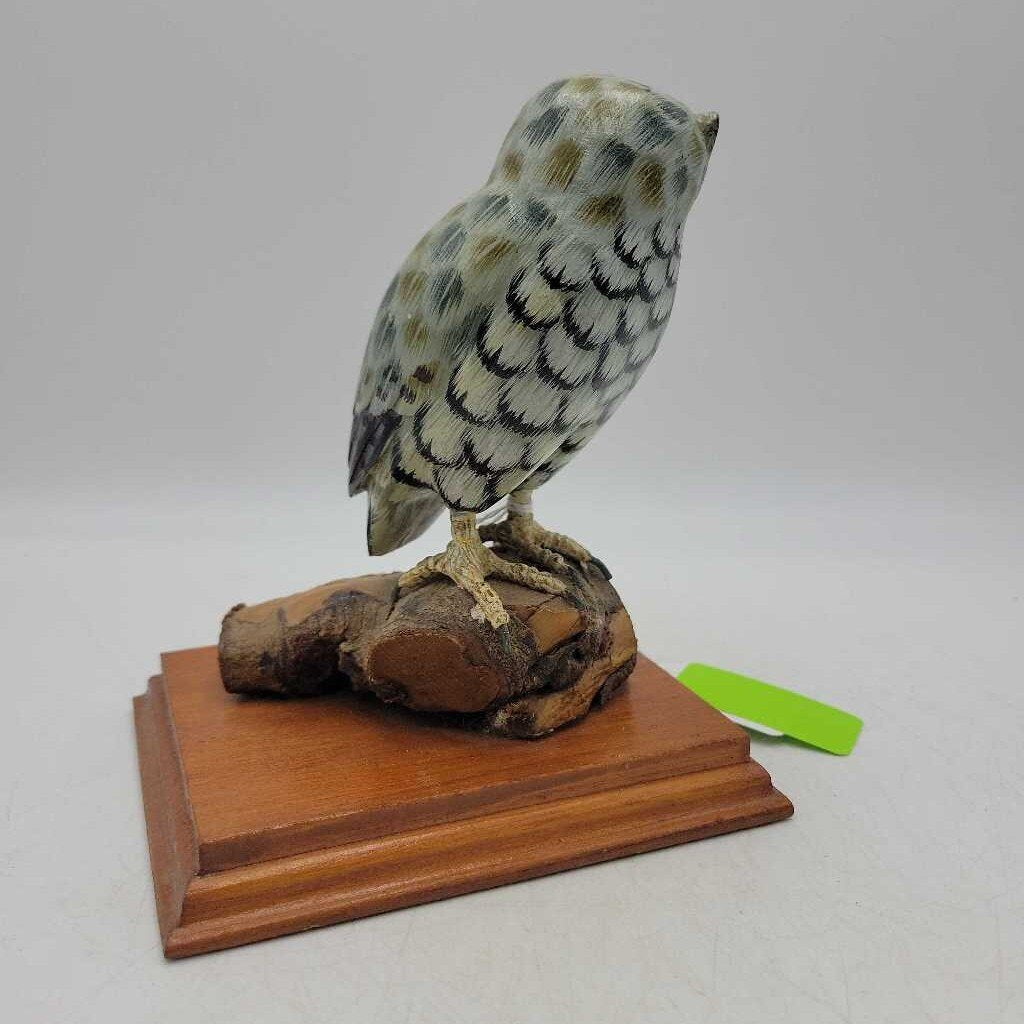 Hand carved Owl On Stand Signed Flamborough (BS)