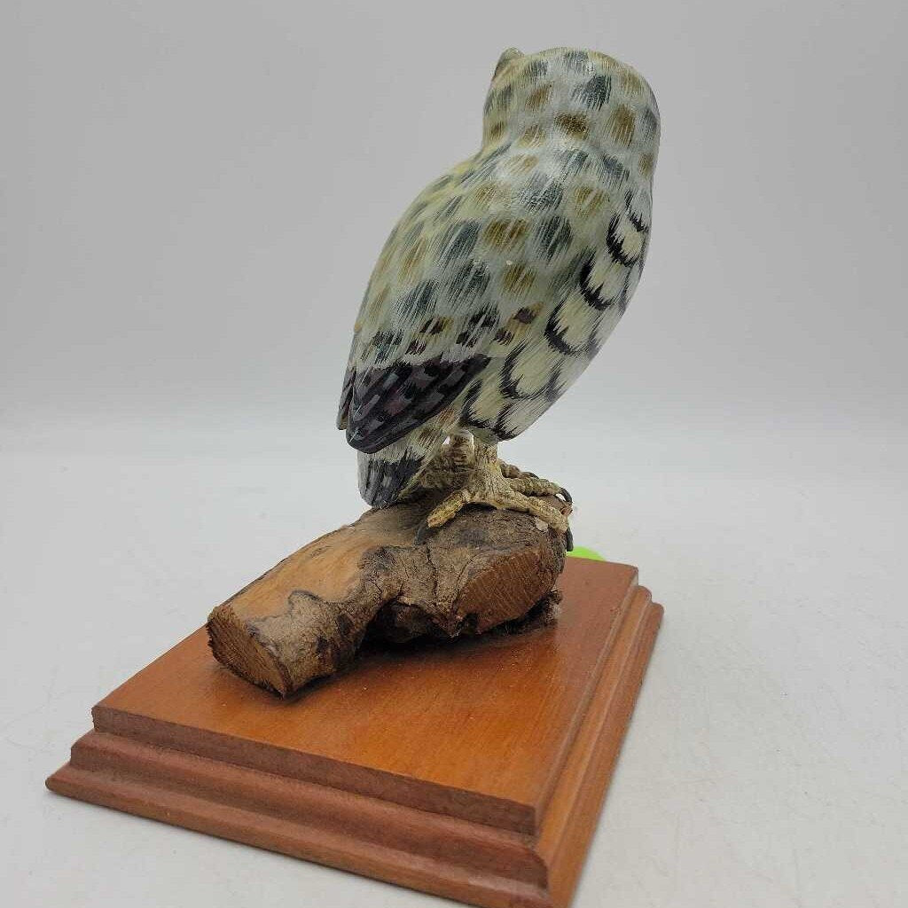 Hand carved Owl On Stand Signed Flamborough (BS)