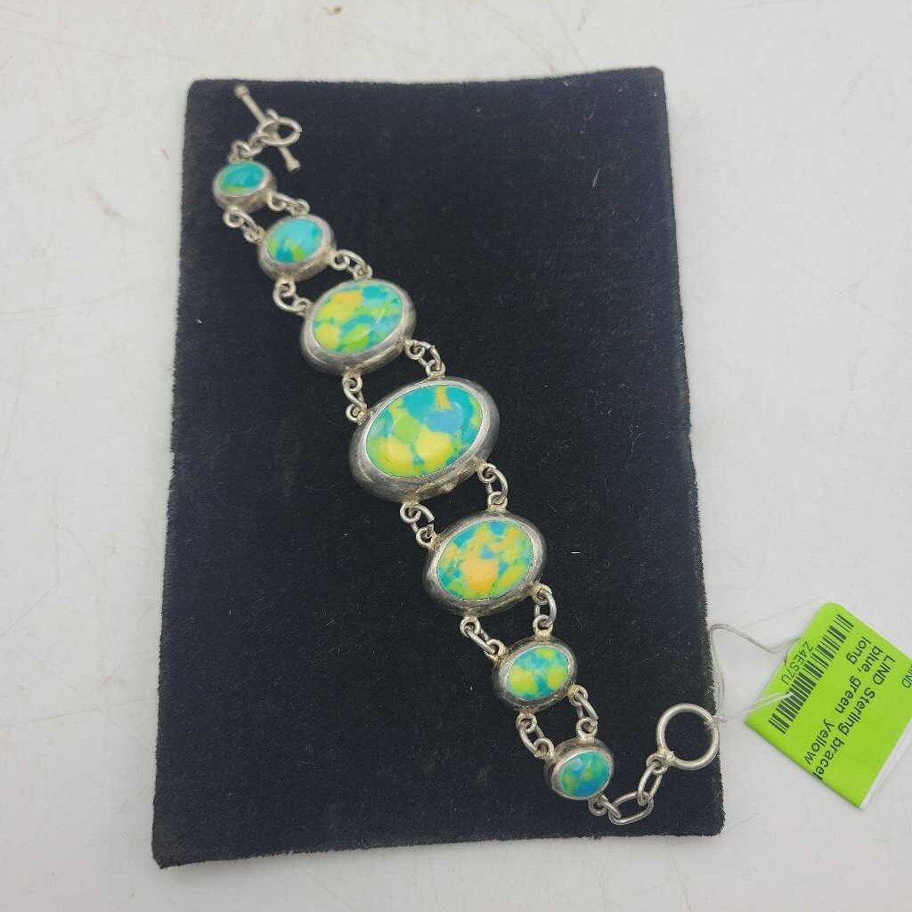 Sterling bracelet with blue, green yellow (LIND)