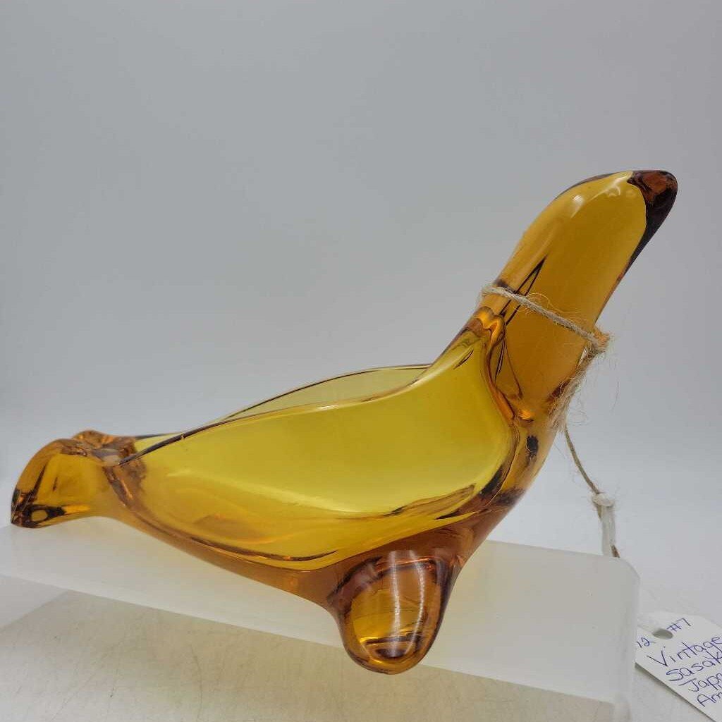Vintage Sasaki Japan Amber Candy Dish (M2) #7