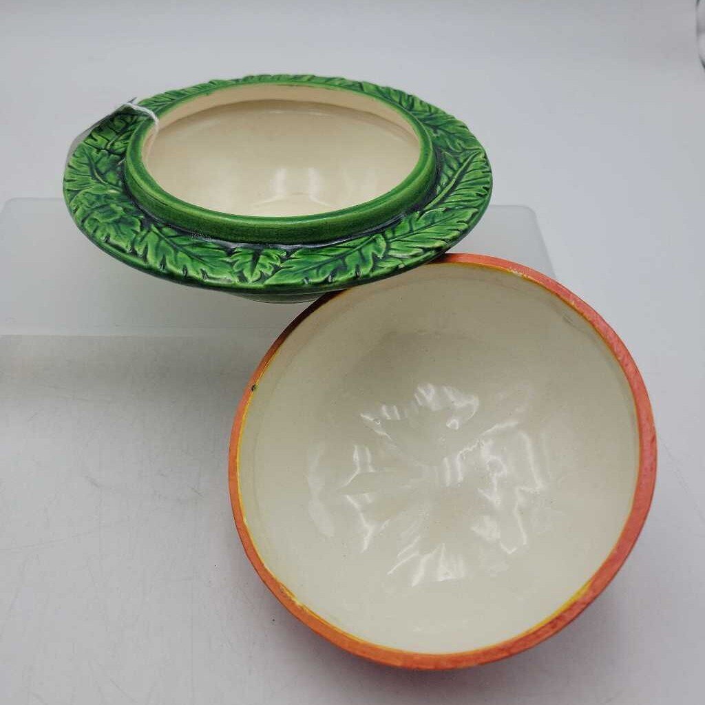 Vintage Maruhan Ware Tomato Butter Dish Pottery Made in Japan 1940's