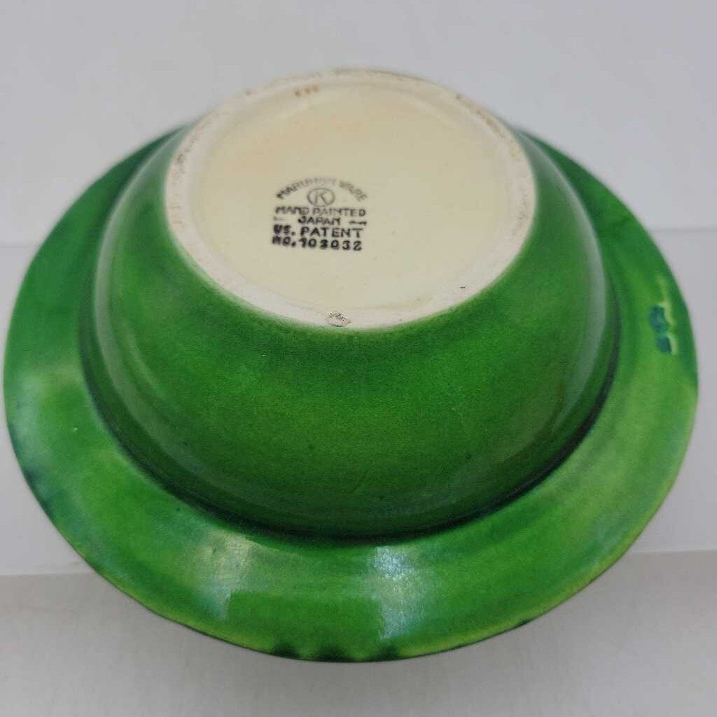 Vintage Maruhan Ware Tomato Butter Dish Pottery Made in Japan 1940's