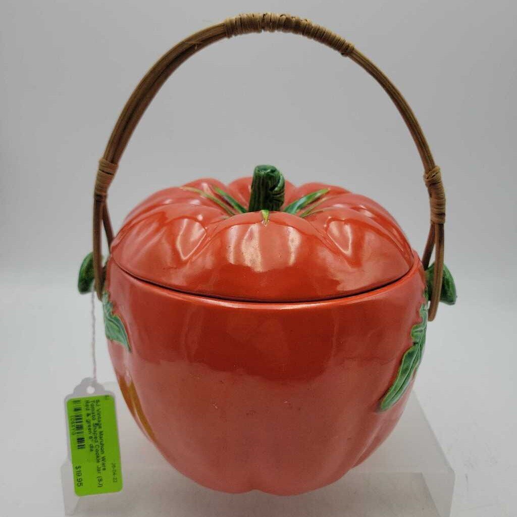 Vintage Maruhon Ware Tomato Shaped Cookie Jar (SJ)