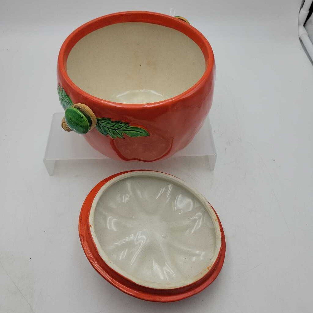Vintage Maruhon Ware Tomato Shaped Cookie Jar (SJ)