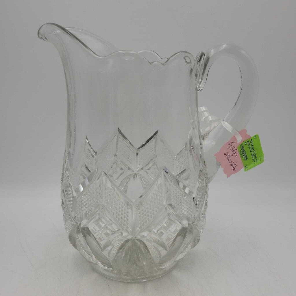 Antique Cut glass Heavy water pitcher (TRE)