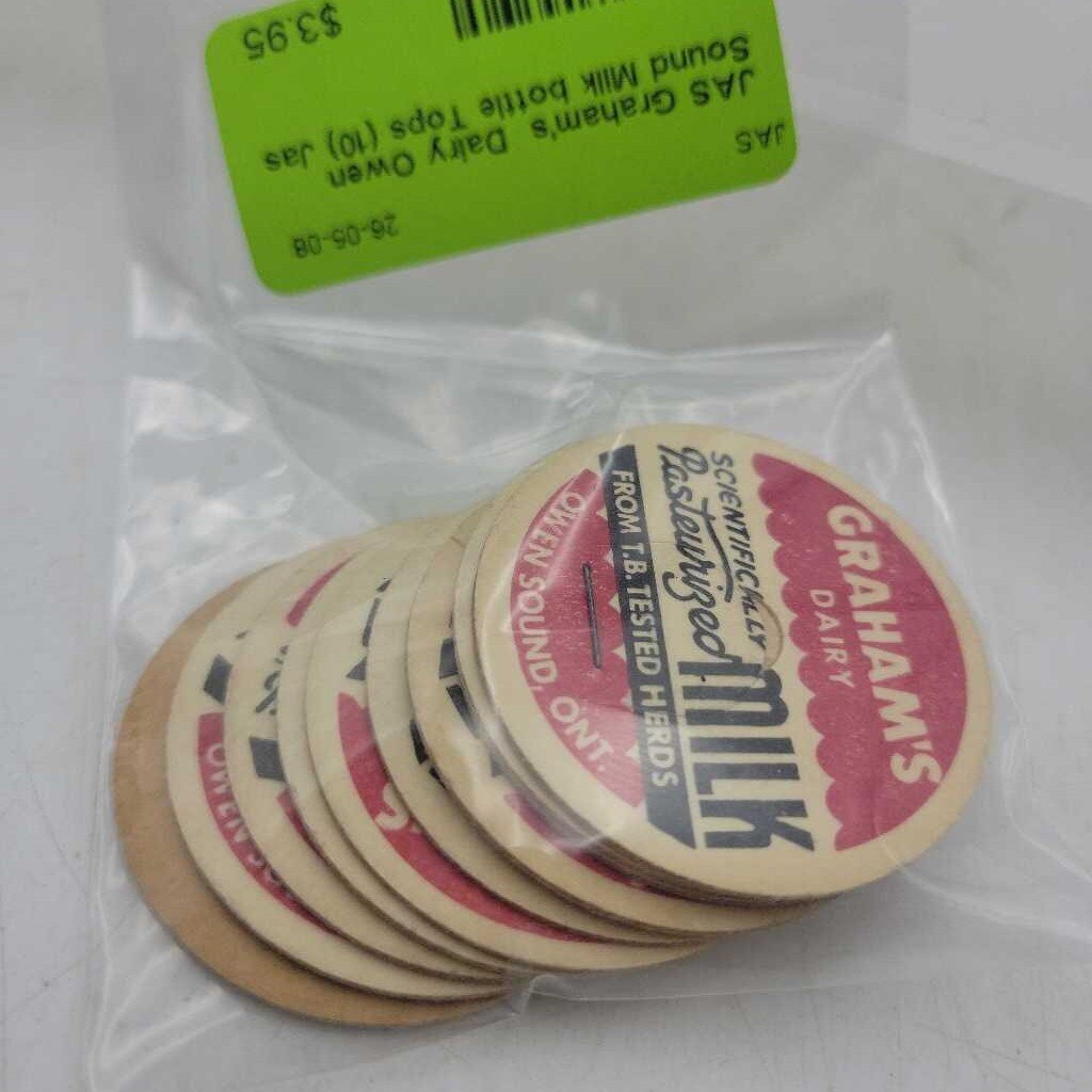 Graham's Dairy Owen Sound Milk bottle Tops (10 caps) Jas