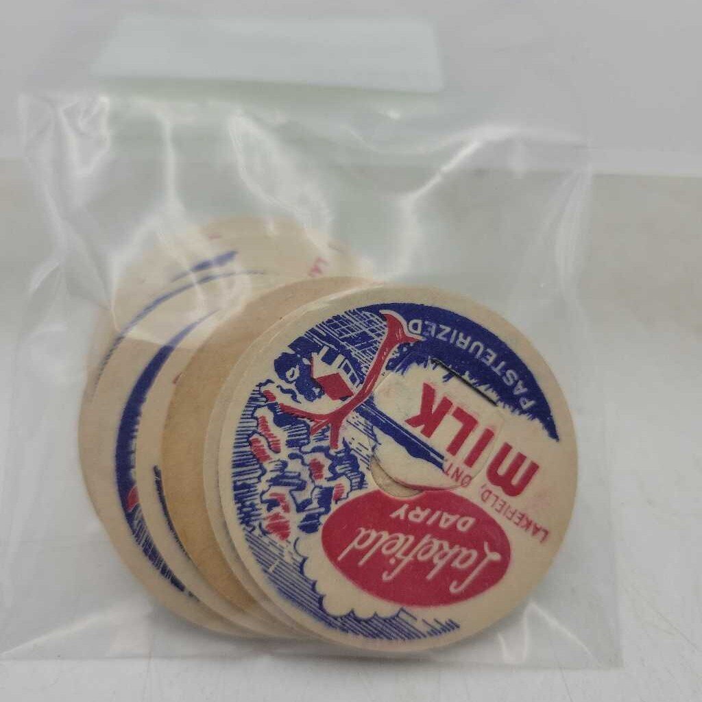 Lakefield Ontario Milk bottle Tops (10 caps) Jas
