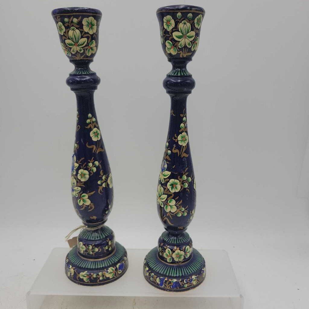 Floral Painted Candle Sticks (OH)