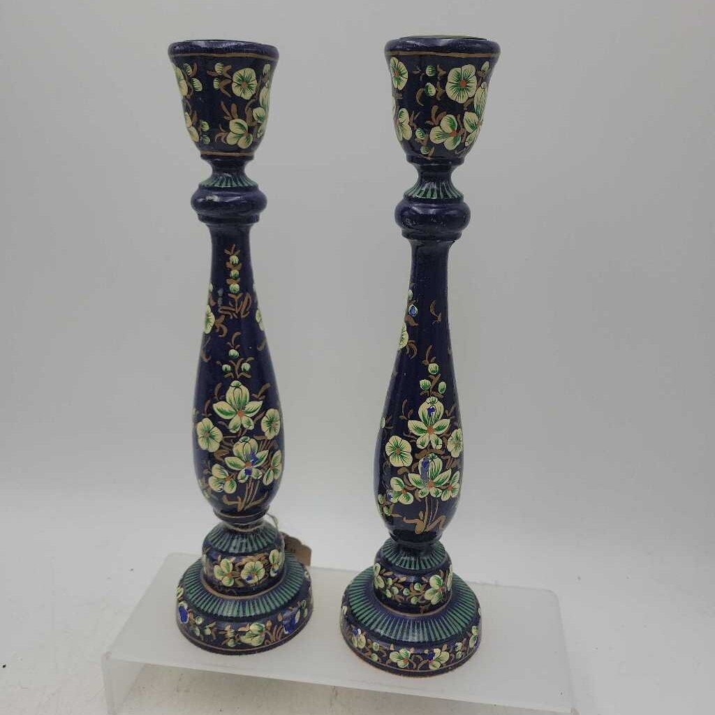 Floral Painted Candle Sticks (OH)