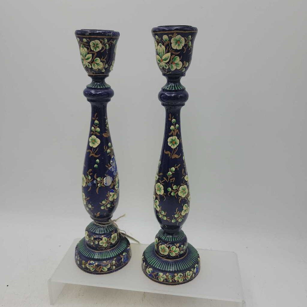 Floral Painted Candle Sticks (OH)