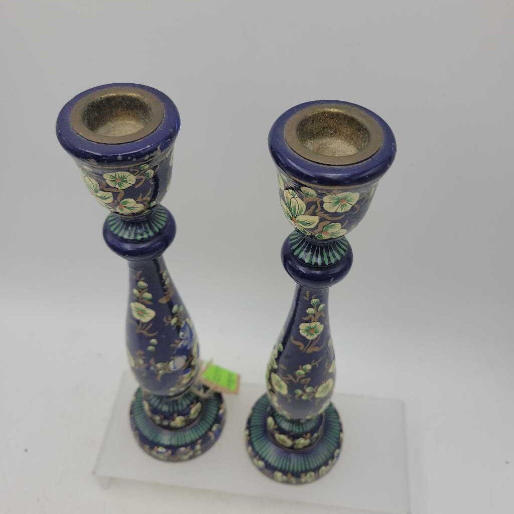 Floral Painted Candle Sticks (OH)
