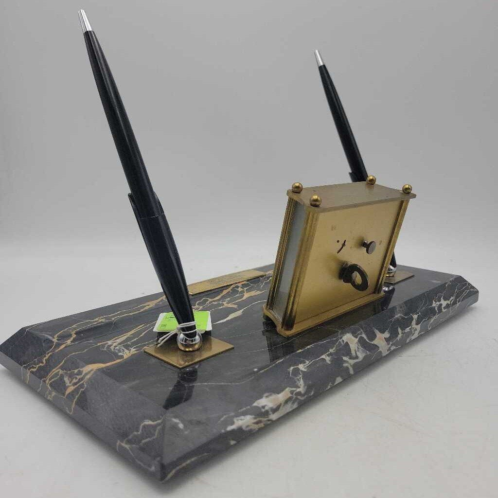 Marble Presentation Desk Stand w/Working Clock (JL)