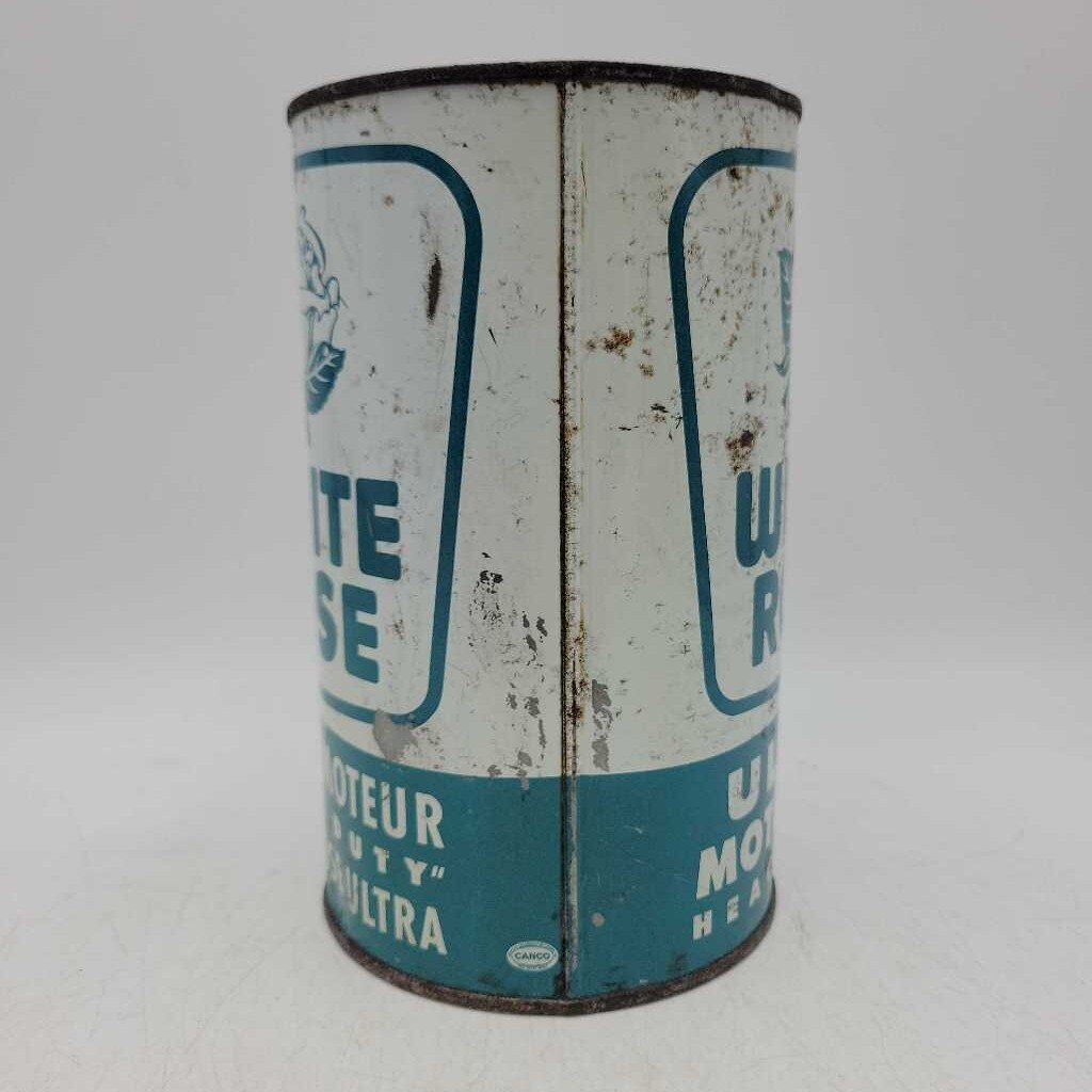 White Rose Motor oil tin full. (JEF)