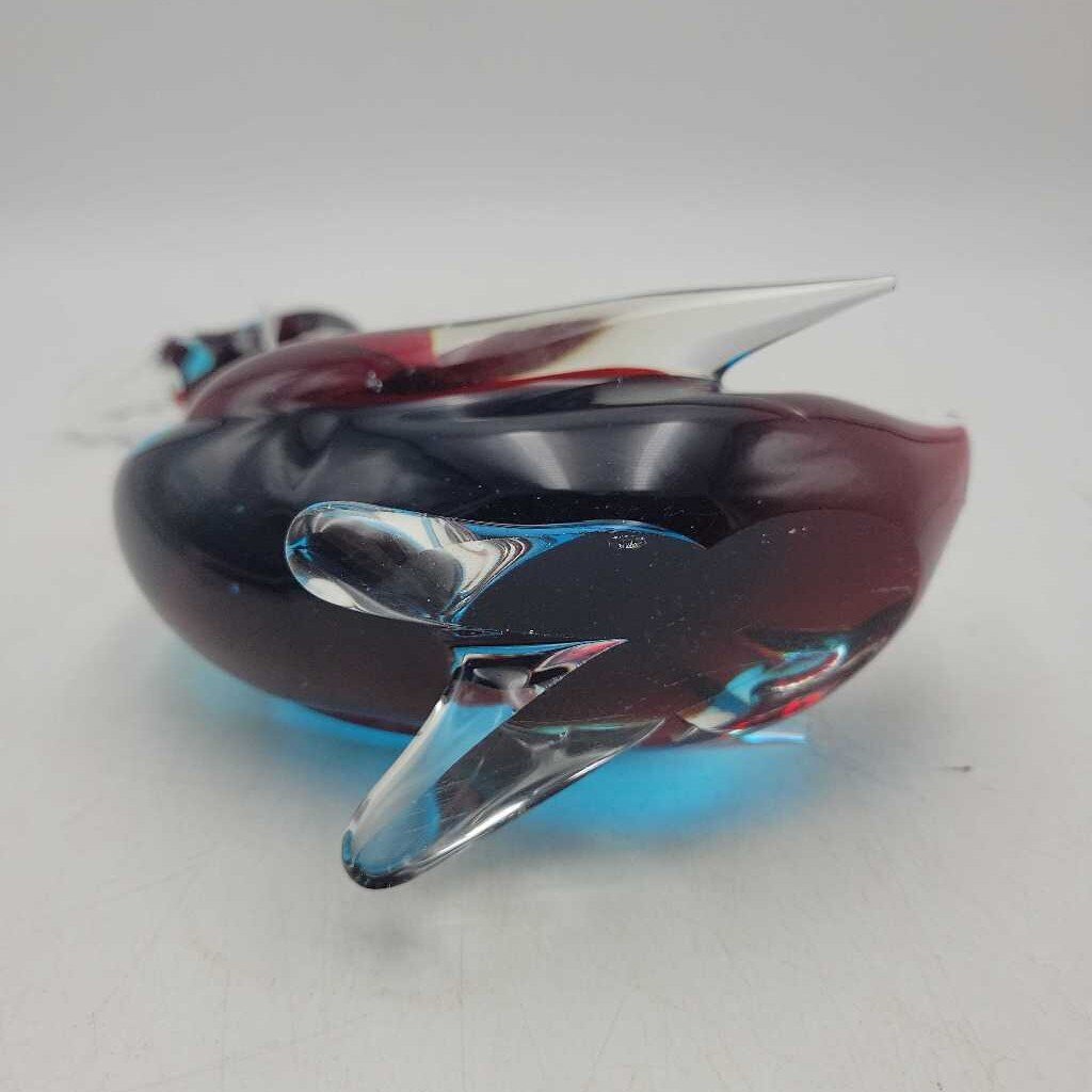 Blue & Red Murano Duck/Goose Glass Figure #2834A
