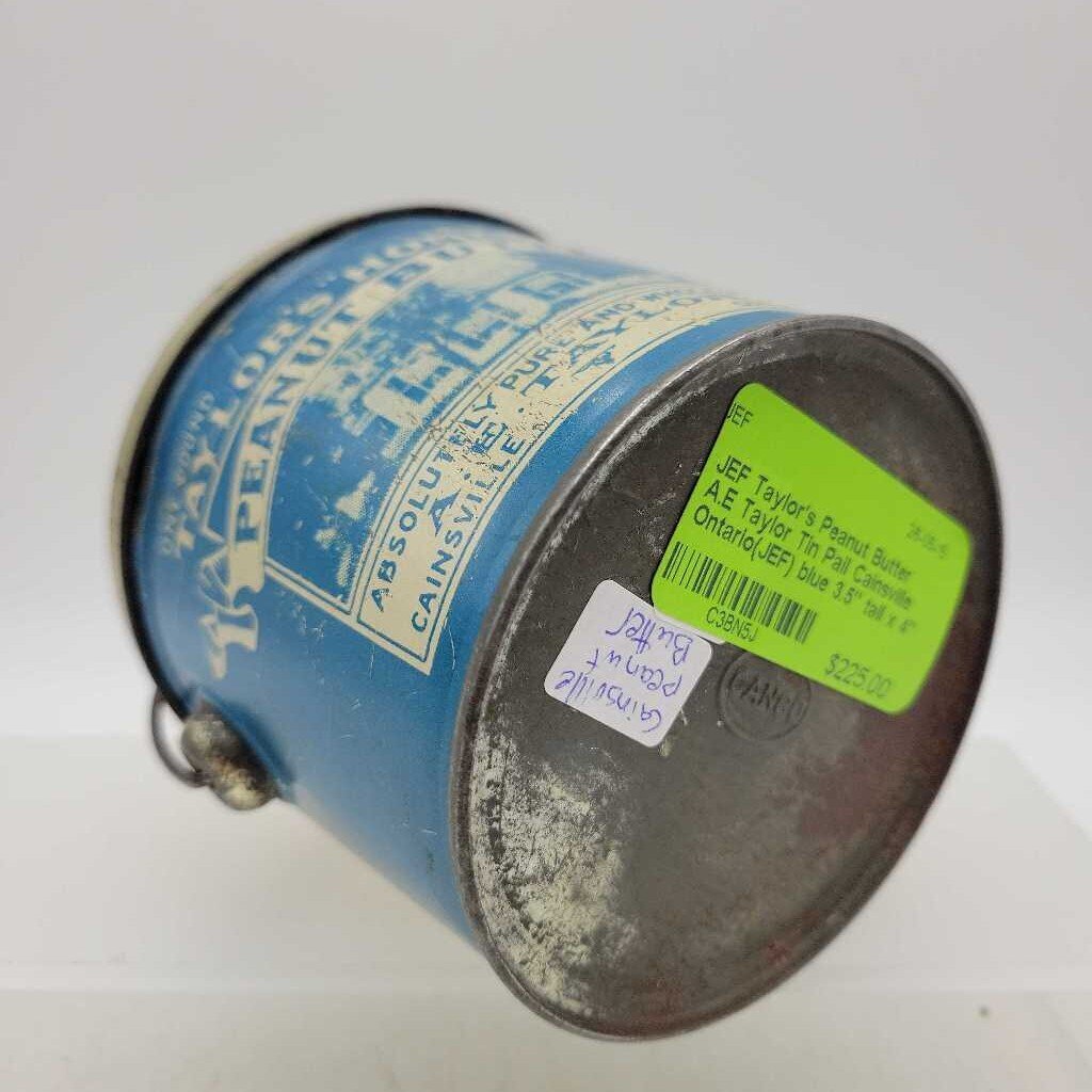 Taylor's Peanut Butter A.E Taylor Tin Pail Cainsville Ontario(JEF)