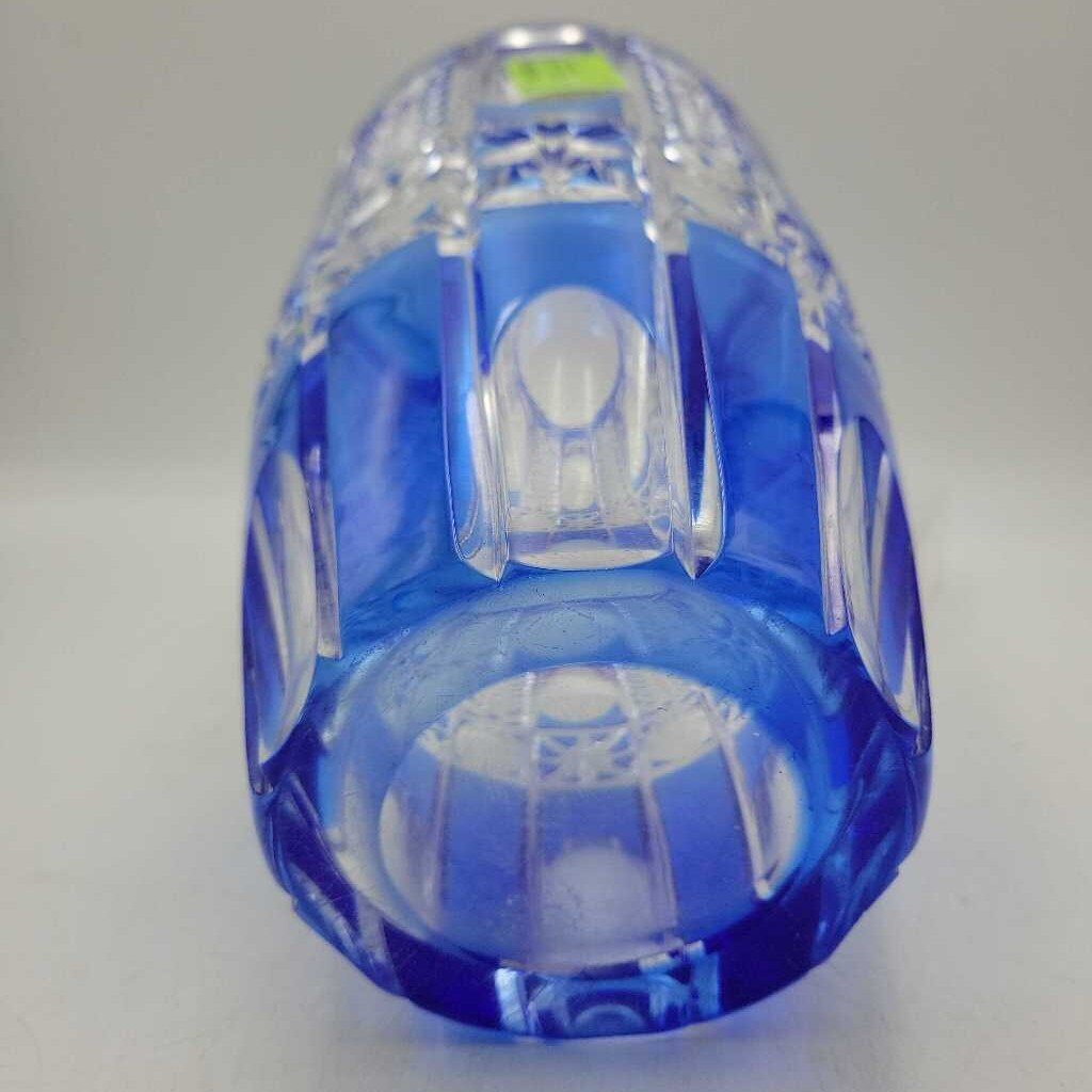 Beautiful art glass Crystal vase Cobalt clear (DMG) 1217