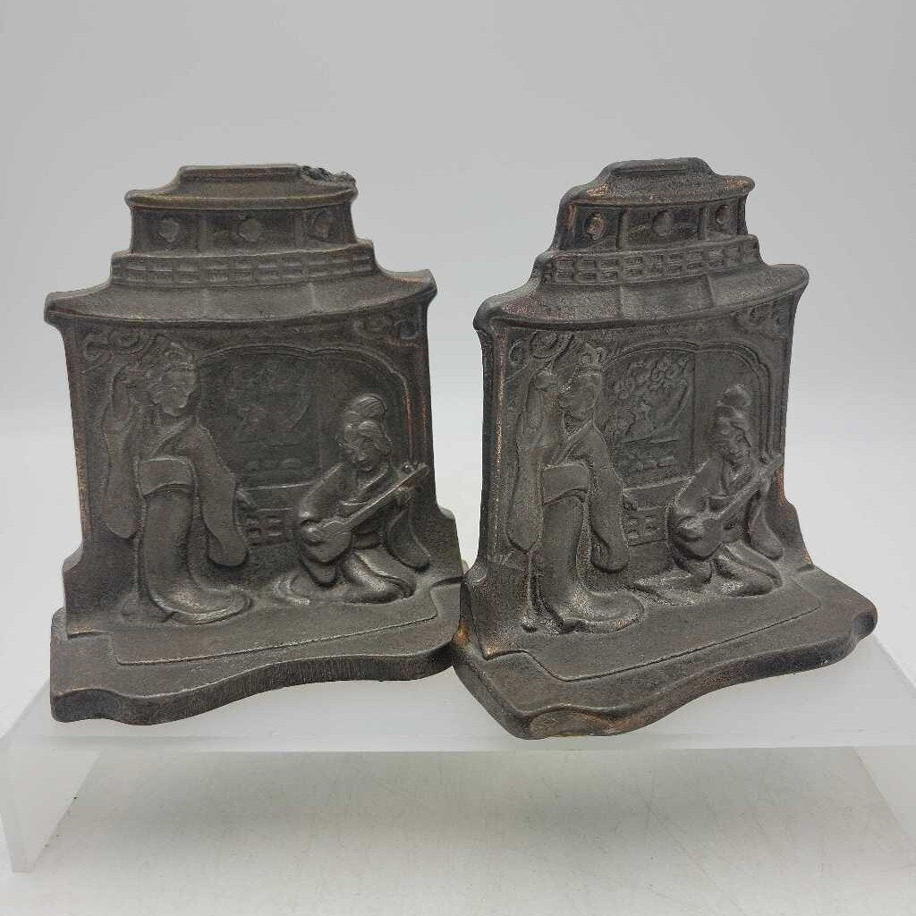 Vintage Geisha girl bronze Bookends (DMG) 1060
