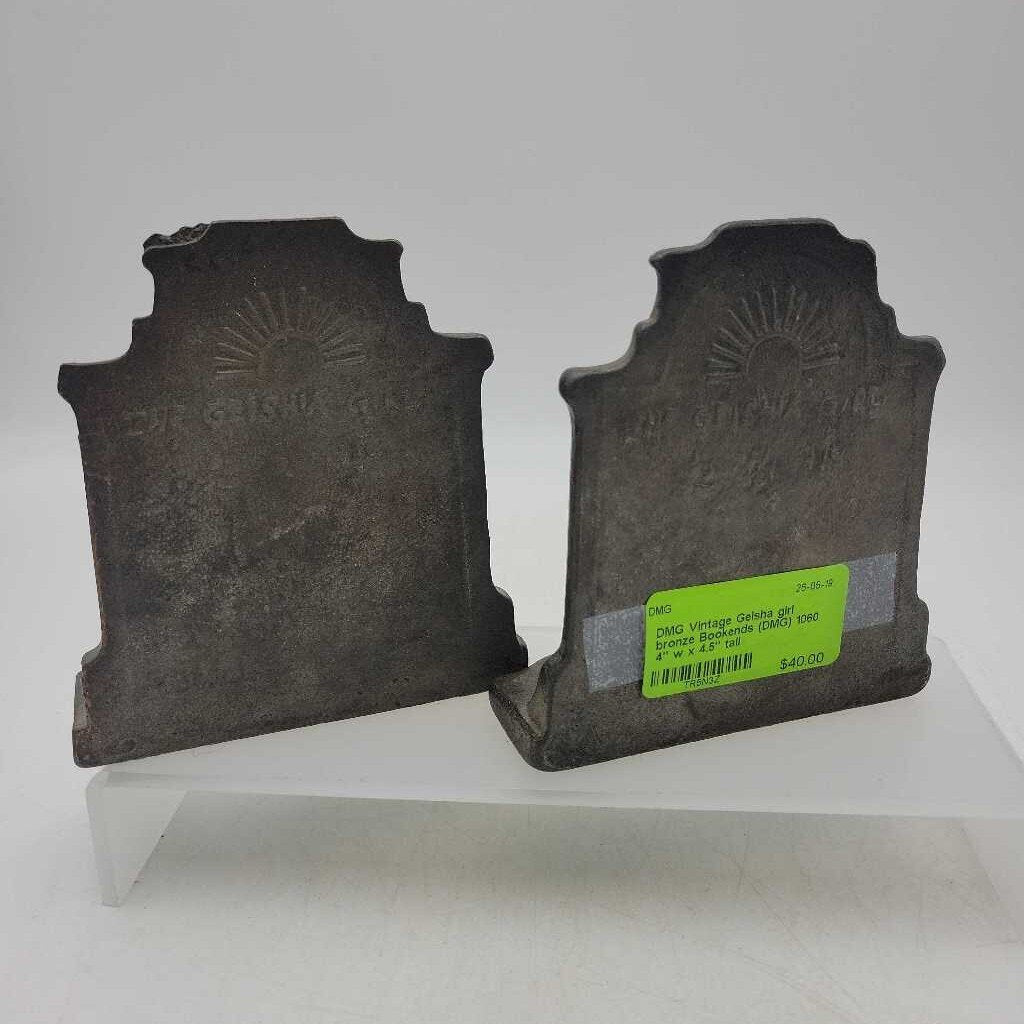 Vintage Geisha girl bronze Bookends (DMG) 1060
