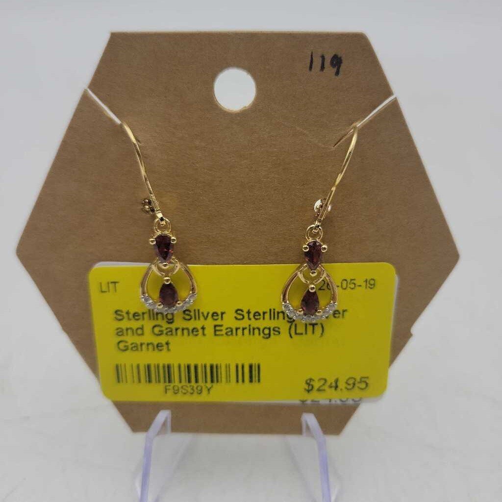 Sterling Silver and Garnet Earrings (LIT)