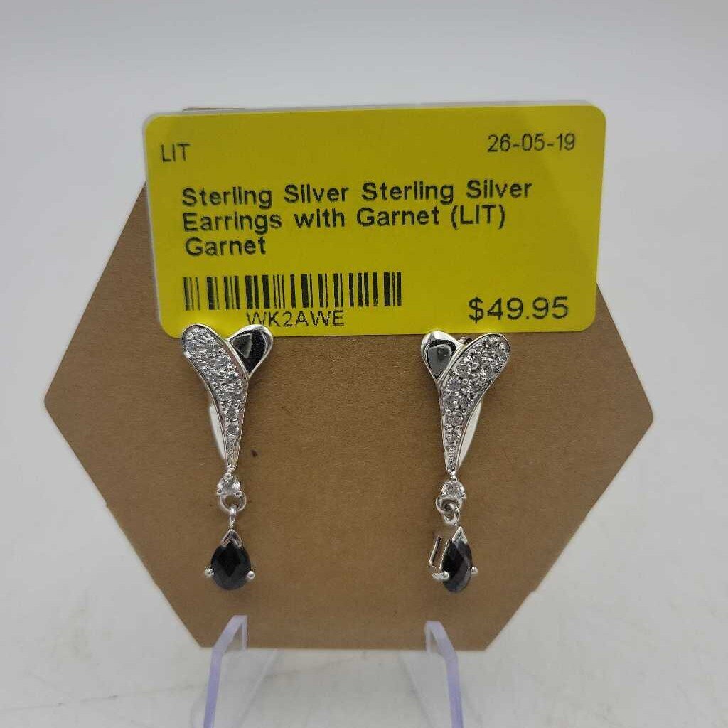 Sterling Silver Earrings with Garnet (LIT)