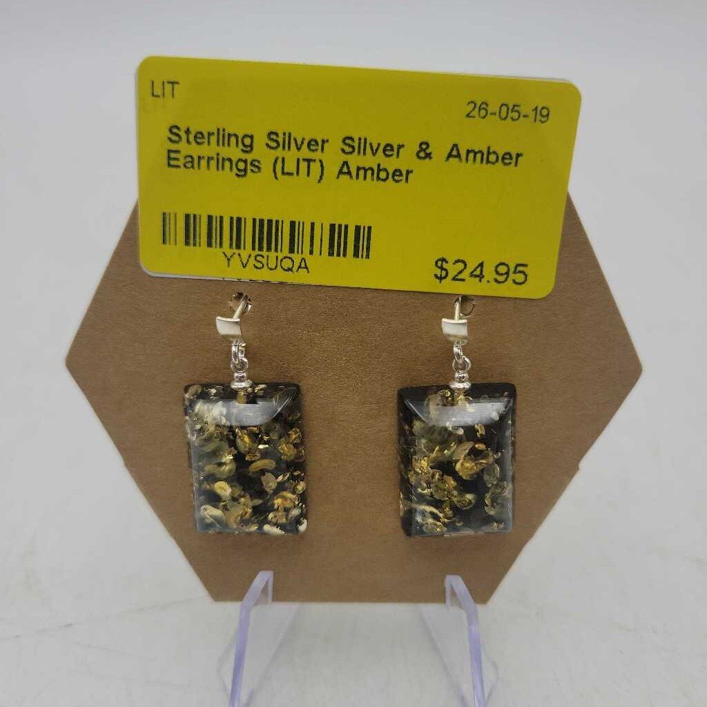 Silver & Amber Earrings (LIT)