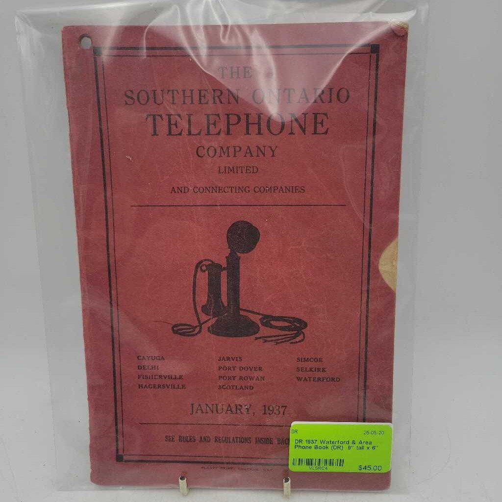 1937 Waterford & Area Phone Book (DR)