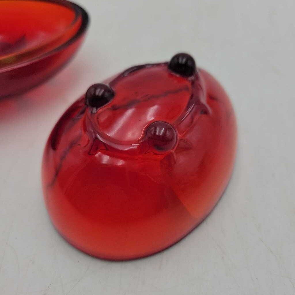 Westmoreland red glass egg 40 th wishes (LIND)