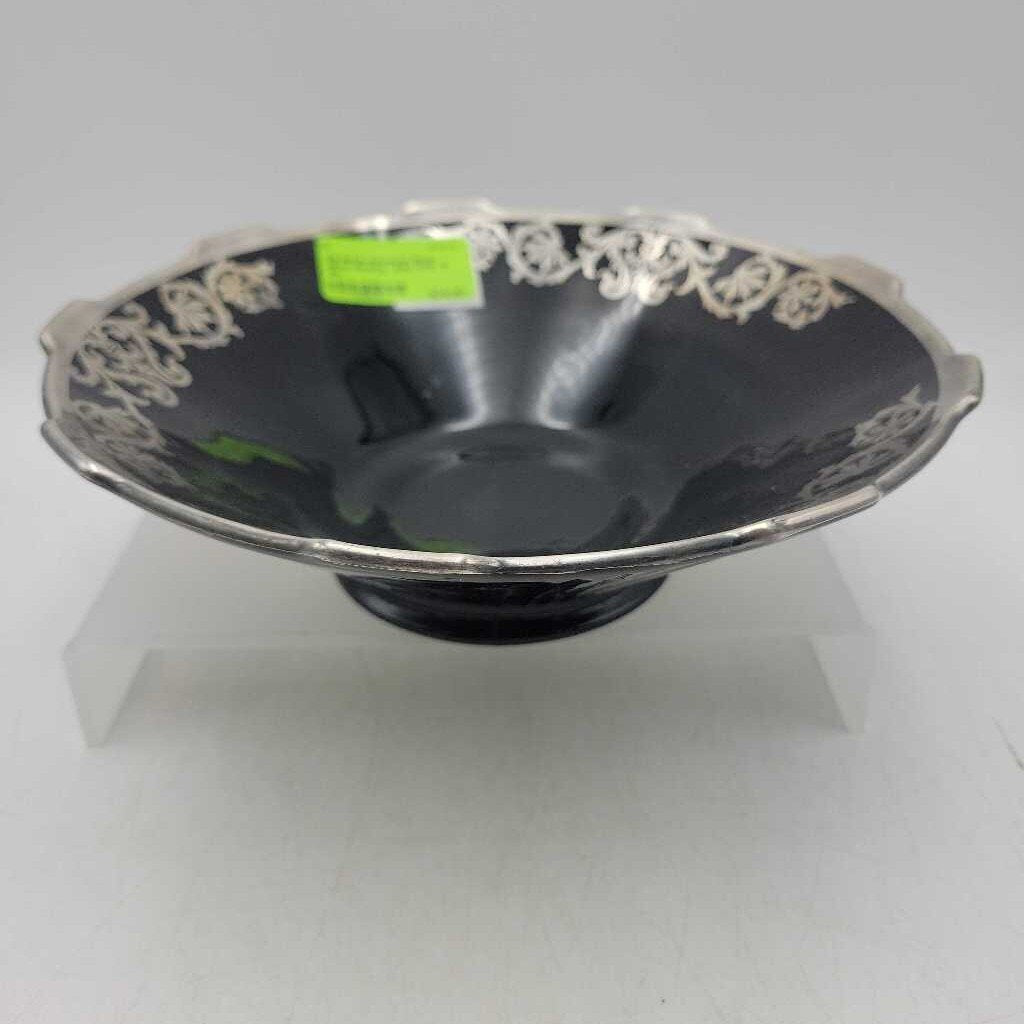 Black Amethyst Bowl Silver Overlay (DS) 3559