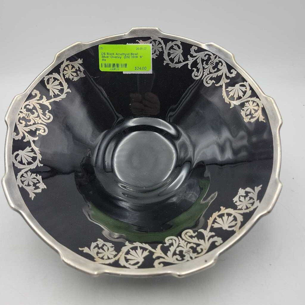 Black Amethyst Bowl Silver Overlay (DS) 3559