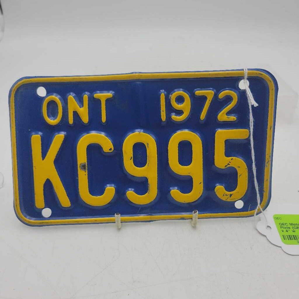 Motorcycle 1972 Licence Plate (GEC)