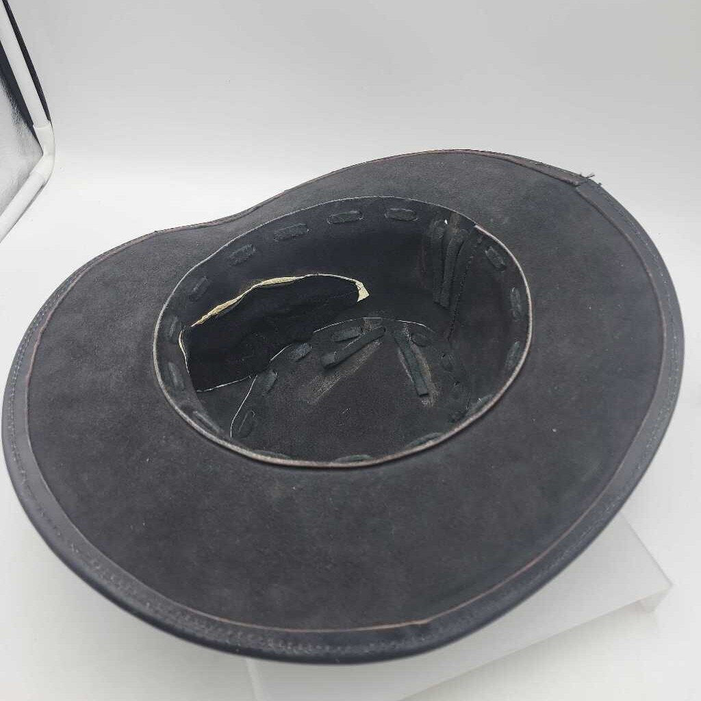 Black Leather Hat Snake skin accent (MEB) TB